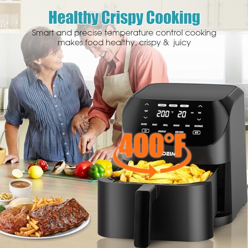 Air Fryer 6.2 QT Large Capacity Oilless Hot Air Fryers Oven 1500W Healthy Cooker with 8 Presets