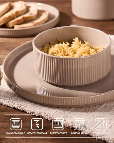 Stoneware Dinnerware Set with Pasta Bowls (24 Count)