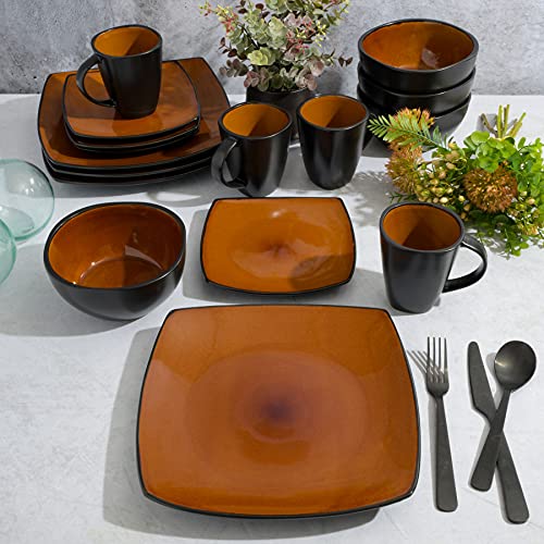 Soho Lounge Square Reactive Glaze Stoneware Dinnerware Set