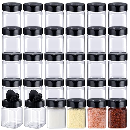 6.1 oz 30 Pack Plastic Spice Jars with Shaker Lids Clear Seasoning Containers Spice Bottles for Kitchen Storing Herbs Seasoning Powders (30 Count)