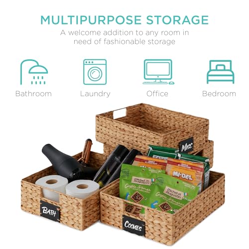 Set of 4 16x12in Large Water Hyacinth Pantry Baskets (4 Count)
