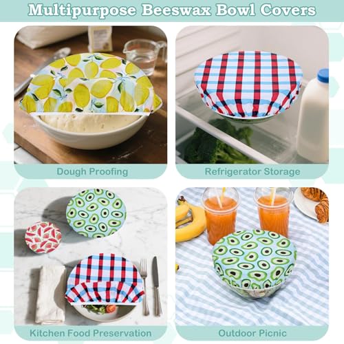 5Pcs Reusable Beeswax Elastic Bowl Covers for Bread Proofing and Food Cover (5 Count)