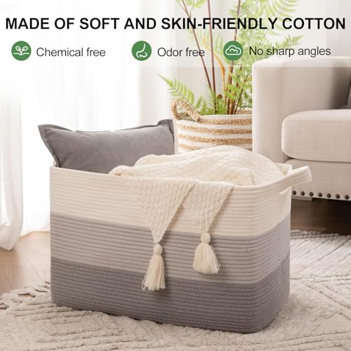 50L Storage Basket Large Blanket Basket Living Room Gray 3