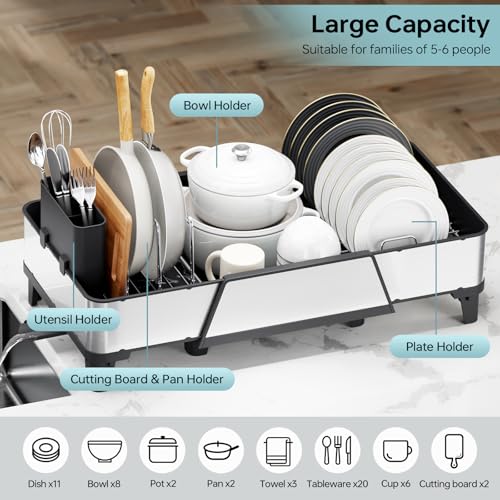 Large Expandable Dish Drying Rack for Kitchen Counter