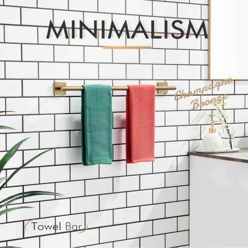 Bathroom Towel Bar Bath Towel Holders for Toilet Kitchen Cabinet Wall Mount 24 Inch Champagne Bronze Stainless Steel B4005CPG