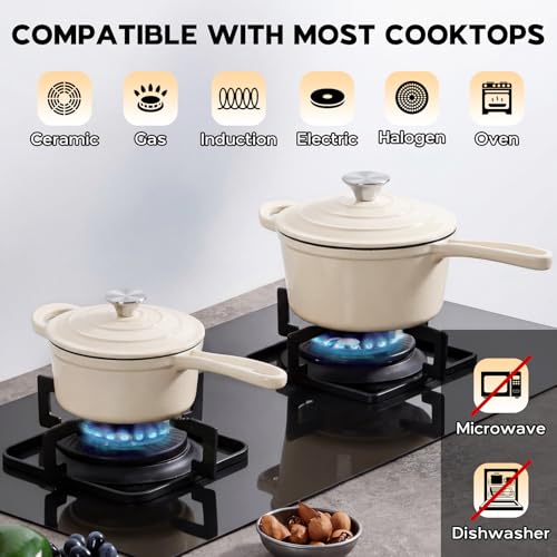 Enameled Cast Iron Saucepan Set (2 Count)