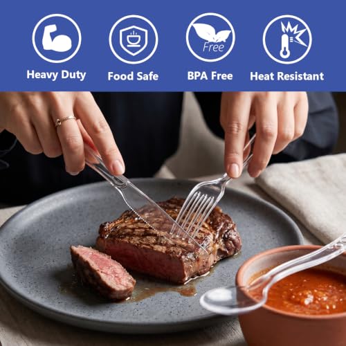 200 Count Clear Plastic Silverware Heavy Duty