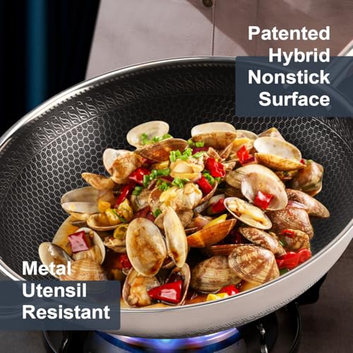 Tri ply Stainless Steel Wok with Lid