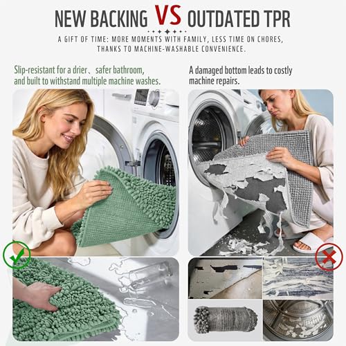 Long Bathroom Rugs Non Slip Washable 44x24 Inch