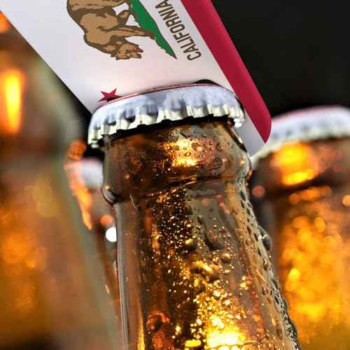 State of California Flag Stainless Steel Bottle Opener Bear National Star Insignia Landmark Flat Beer Bottle Opener Keychain for Home Kitchen Bar Restaurant Party Birthday Gift