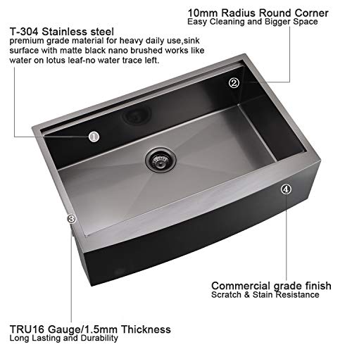33 Inch Black Farmhouse Sink Workstation
