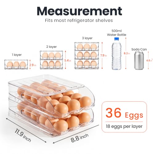 36 Egg Holder for Fridge with Silicone Bumpers