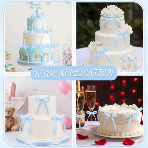 30 Pack Bow Cake Toppers Light Blue Ribbons Bows for Cake (30 Count)