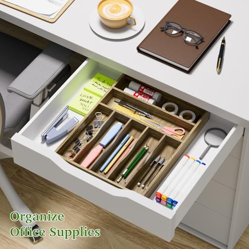 Acacia Wood Silverware Drawer Organizer (34.24 Ounce)