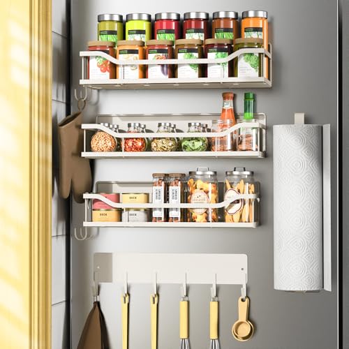 5 Pack Multifunctional Magnetic Shelves for Refrigerator Spice Rack & Washing Machine Organize (5 Count)