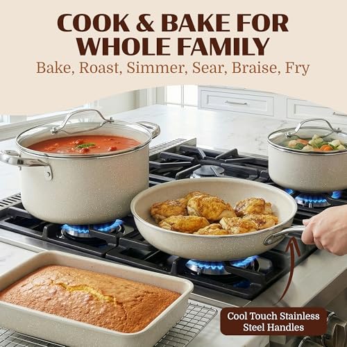 Ceraluxe 20Pc Pots and Pans Set Non Stick Ceramic Cookware Set