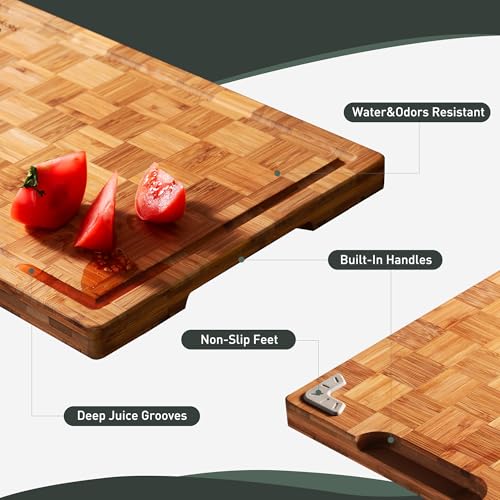 2 Pack Wooden Cutting Boards for Kitchen Bamboo Chopping Boards Non Toxic (2 Count)