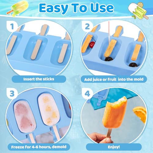 2 Set Silicone Popsicle Molds with 100 Sticks (2 Count)