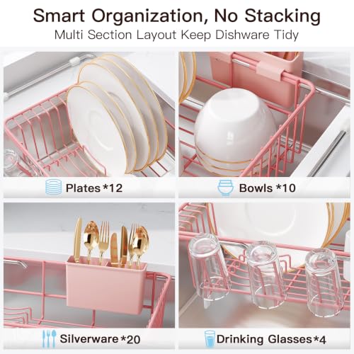 Pink Dish Drying Rack in Sink