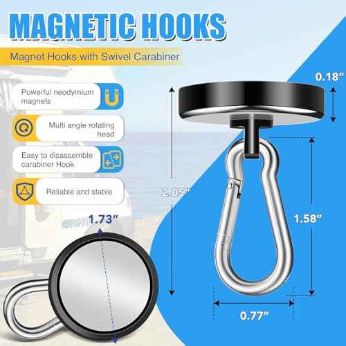 200Lbs Magnetic Carabiner Hooks (24 Count)