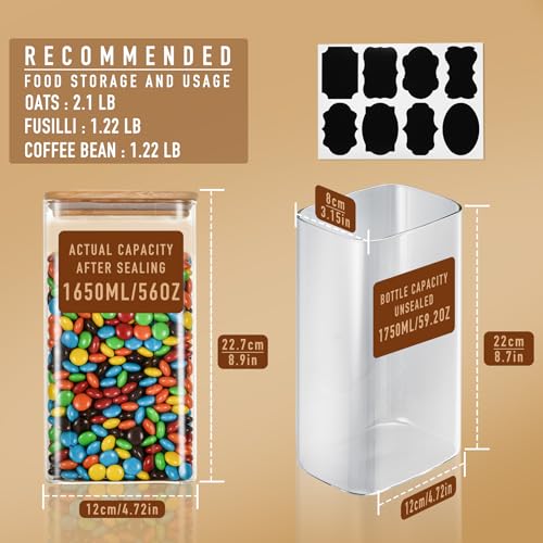 56oz 1.8Qt Rectangle Glass Storage Containers with Lids 4 (4 Count)