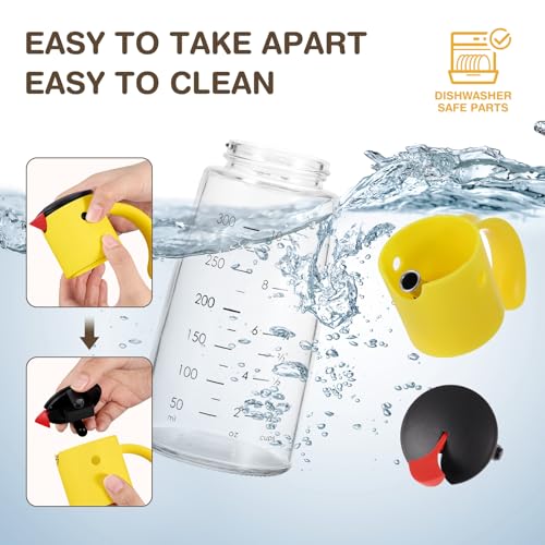 Glass Olive Oil Dispenser Bottle Set 10 oz Yellow White (2 Count)