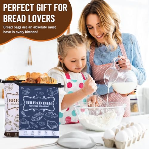 Bread Bags 2 Pcs Reusable Zipper Bags Large Homemade Bread Freezer Storage (2 Count)