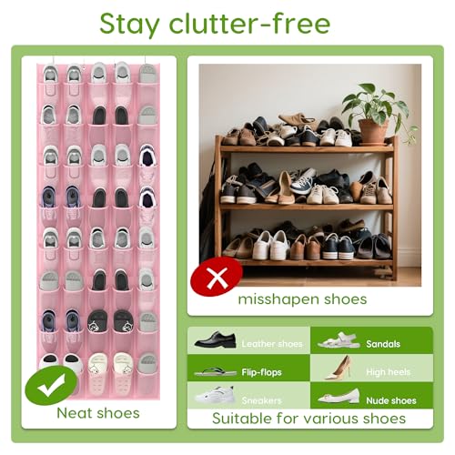 Over the Door Shoe Organizer with 40 Large Breathable Mesh Pockets