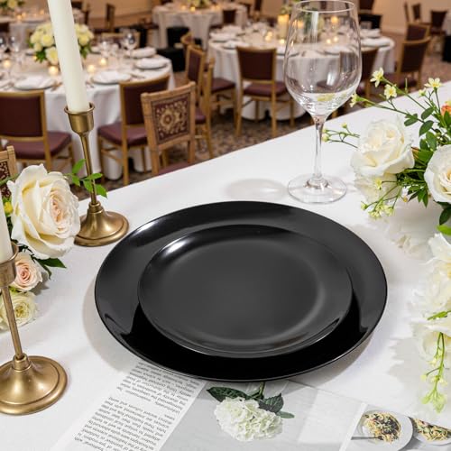 60 PCS Black Plastic Plates (60 Count)