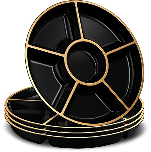 6 Sectional Round Plastic Serving Tray (8 Count)