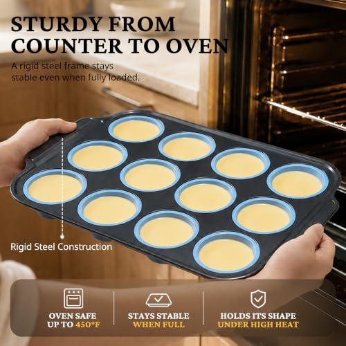 Silicone Muffin Pans for Baking with Metal Frame