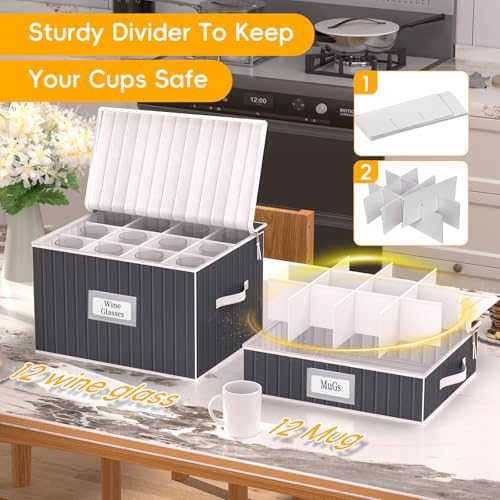 Mug and Cup Storage Box with Dividers