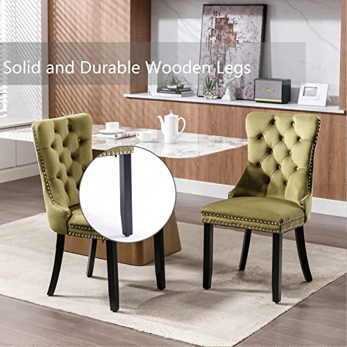 Olive Green Velvet Dining Chairs Set of 4 (4 Count)
