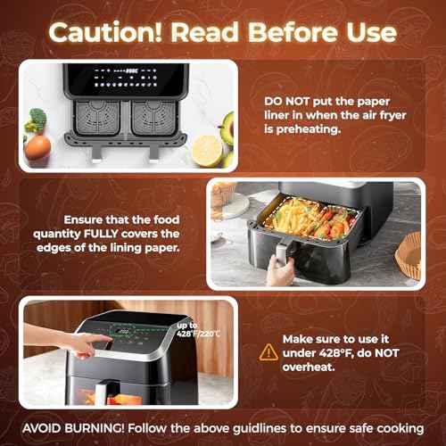 200PCS Air Fryer Paper Liners for Ninja Dual Airfryer & bella Slim (200 Count)