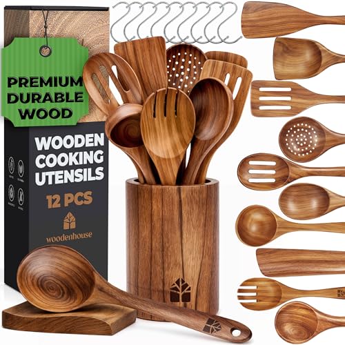 Wooden Spoons for Cooking (12 Count)