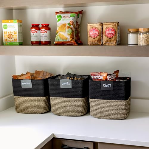 13 Inch Cube Storage Bins Cotton Rope Woven Baskets for Organizing 3 (3 Count)
