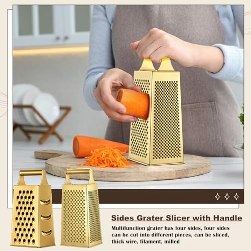 5 Pcs Gold Kitchen Appliances Includes 5 Quart Gold Colander and 2 Pcs Strainer Set (5 Count)
