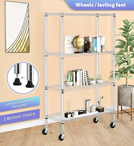 4 Tier Wire Shelf with Wheels (4 Count)