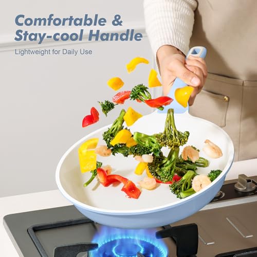 12.5In Nonstick Ceramic Frying Pan with Lid