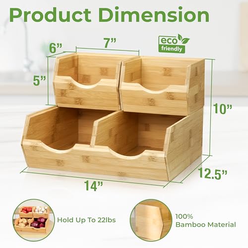Bamboo Pantry Storage Bins (3 Count)