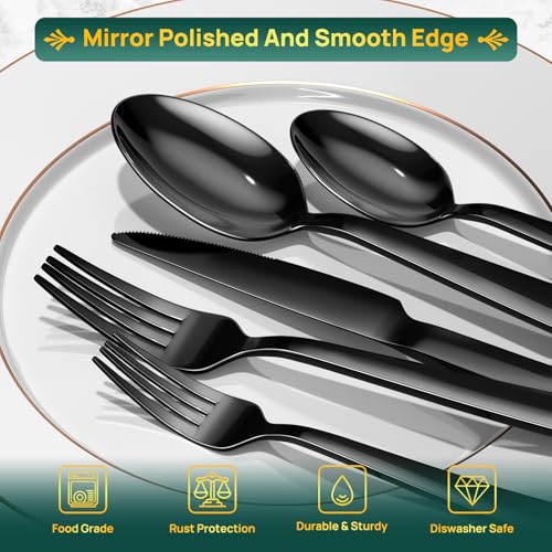 40 Pieces Black Silverware Set (8 Count)