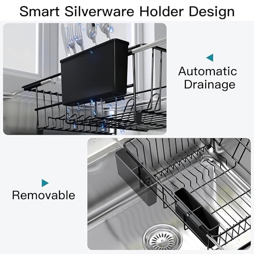 Black Dish Drying Rack in Sink