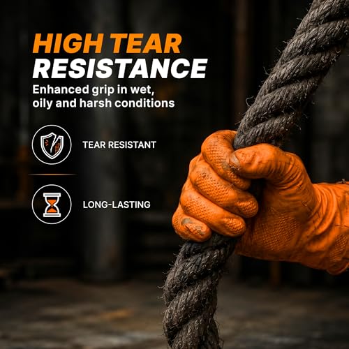 Heavy Duty Industrial Orange Nitrile Gloves (1000 Count)