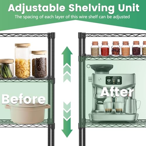 16" D×42" W×72" H Wire Shelving Unit Commercial Metal Shelf with 6 Tier Adjustable Layer Rack Strong Steel for Restaurant Garage Pantry Kitchen Garage