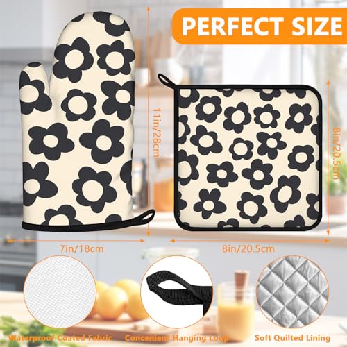 Daisy Flowers Oven Mitts and Pot Holders Sets 4Pcs