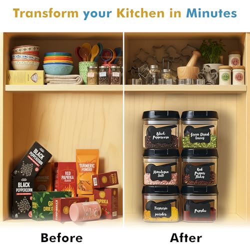 6PC (0.5L, 2.1 Cup, 17oz) Airtight Spice Storage Containers, 6 Spoons (6 Count)