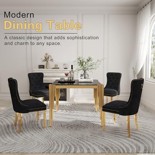 35'' Modern Square Glass Dining Table for 4 People