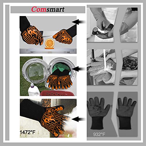 BBQ Gloves 1472 Degree F Heat Resistant Grilling Gloves Silicone Non (2 Count)
