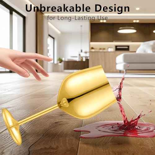 Stainless Steel Wine Glasses Set of 6 with 1 Corkscrew (6 Count)