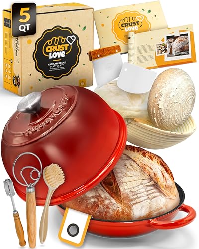 5 QT Cast Iron Bread Pan with Dome Lid for Artisan Bread Baking